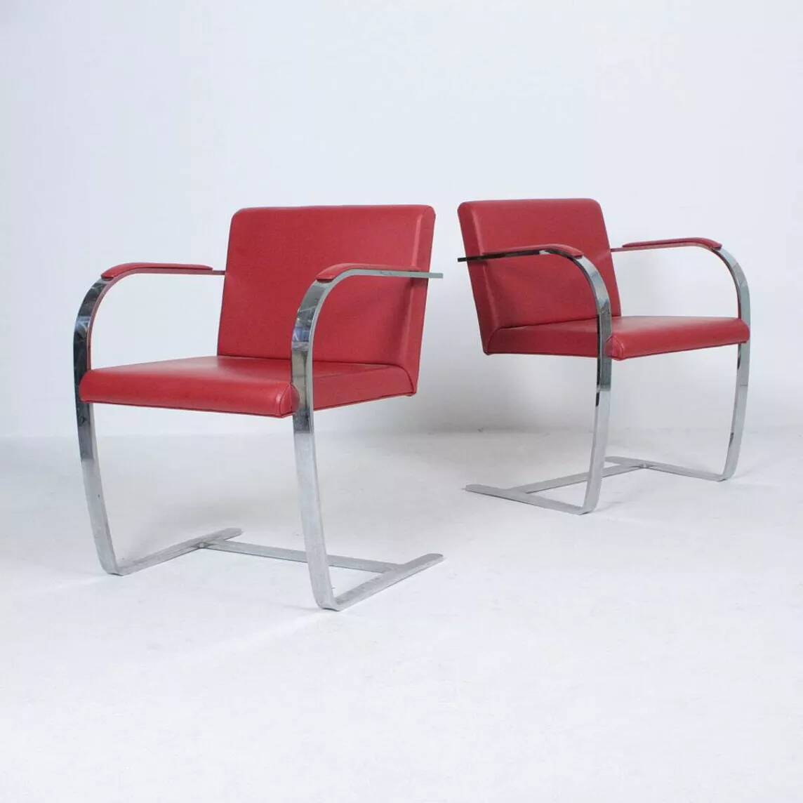 Brno armchair in red leather – attributed to Mies van der Rohe for Knoll International