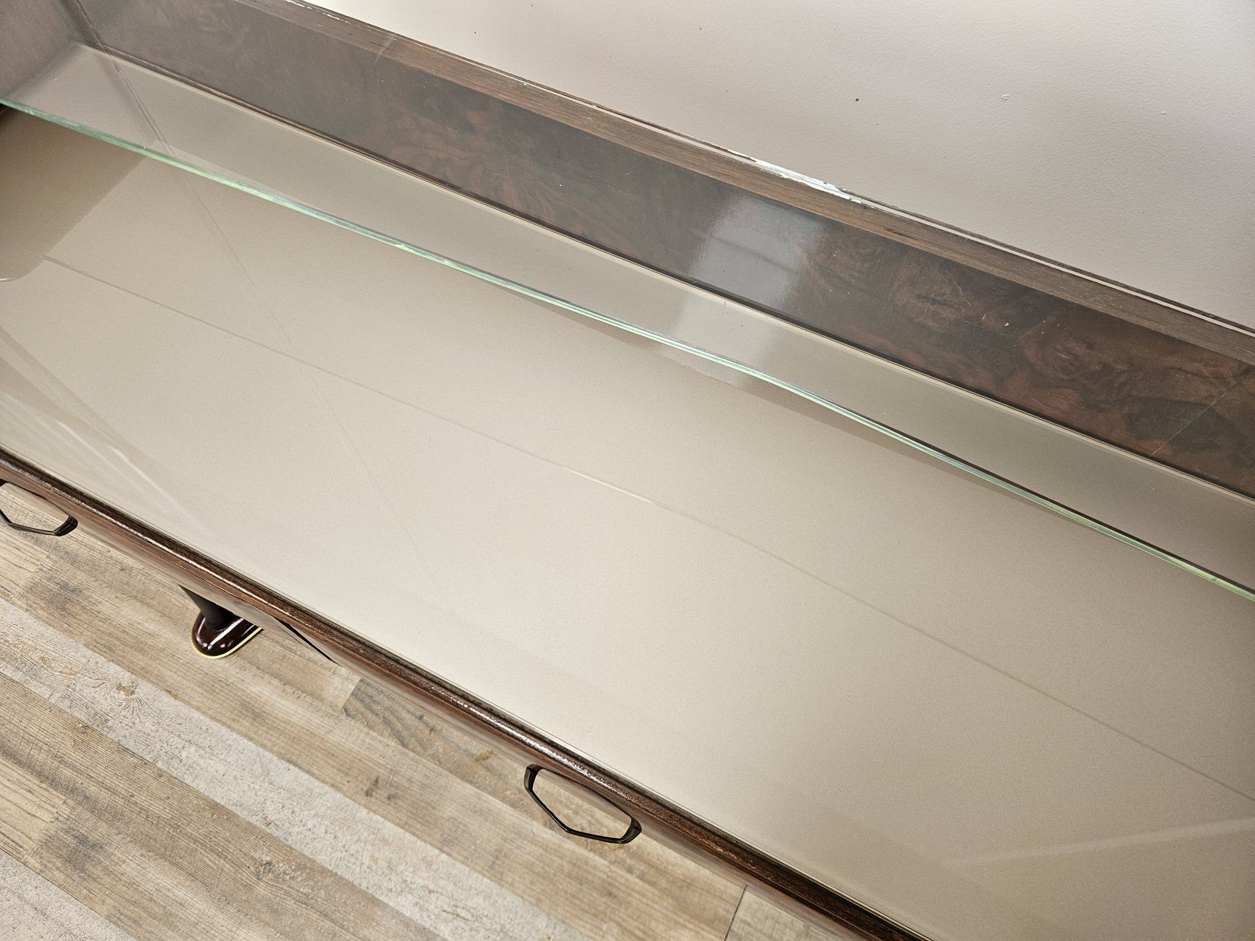 Burl wood dressing table with double glass shelf