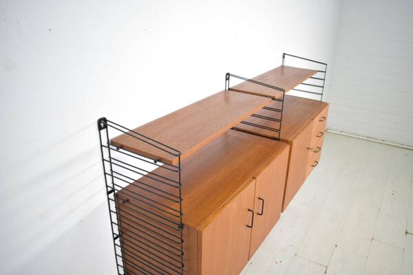 Système de rangement Musterring Tomado Teck années 1960 Étagère murale Vintage