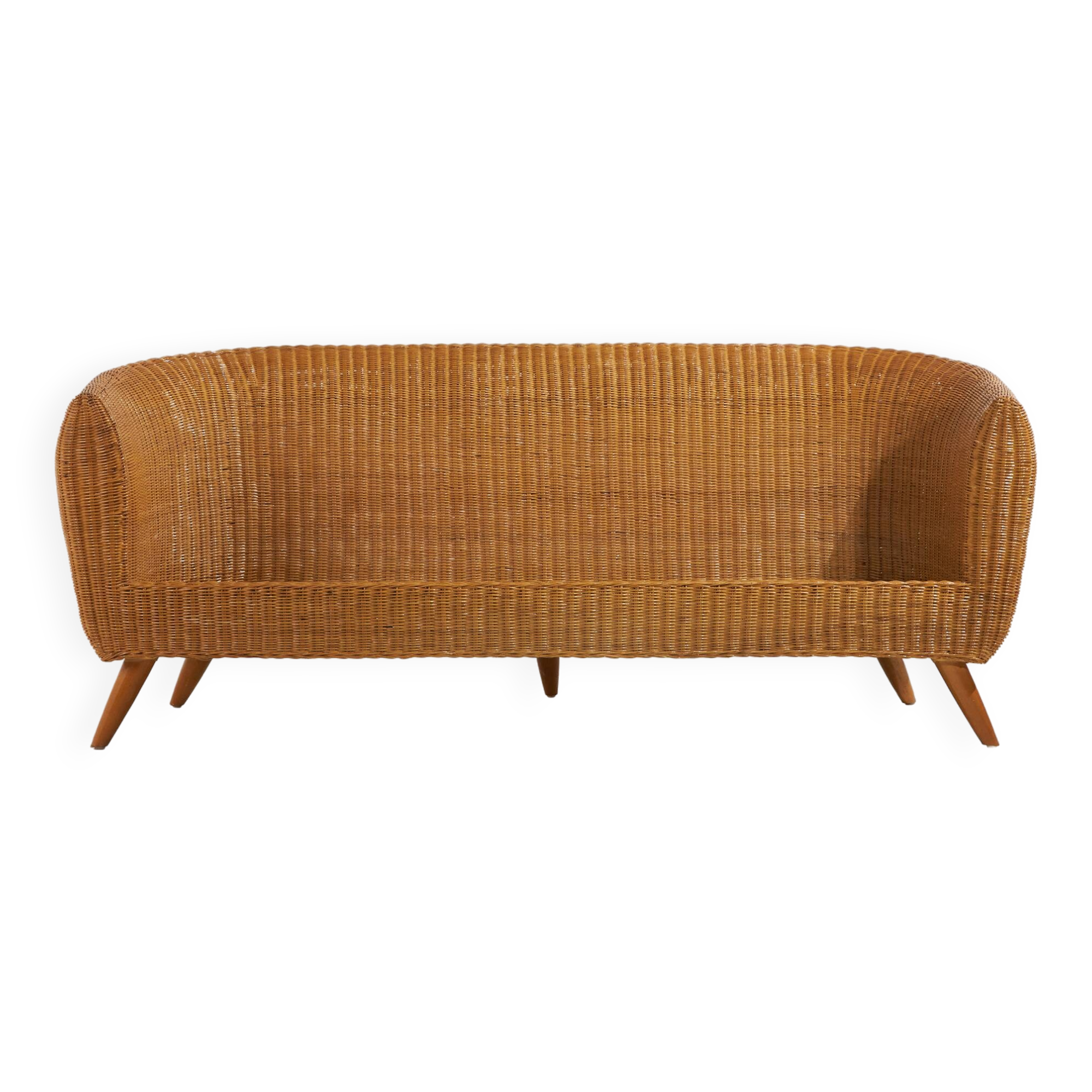 Oak & Rattan Sofa, 1970s (MK10668)