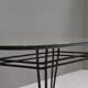 Table à manger italienne avec base en métal et plateau en verre et laiton, années 1950.