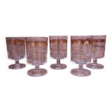 5 verres à eau à pied transparent liseré doré Luminarc