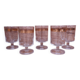 5 verres à eau à pied transparent liseré doré Luminarc