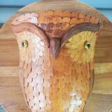 Vintage wall basket, wicker owl and bamboo
