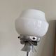 Table lamp in white opaline glass and chrome metal base vintage bedside side LAMP-7145