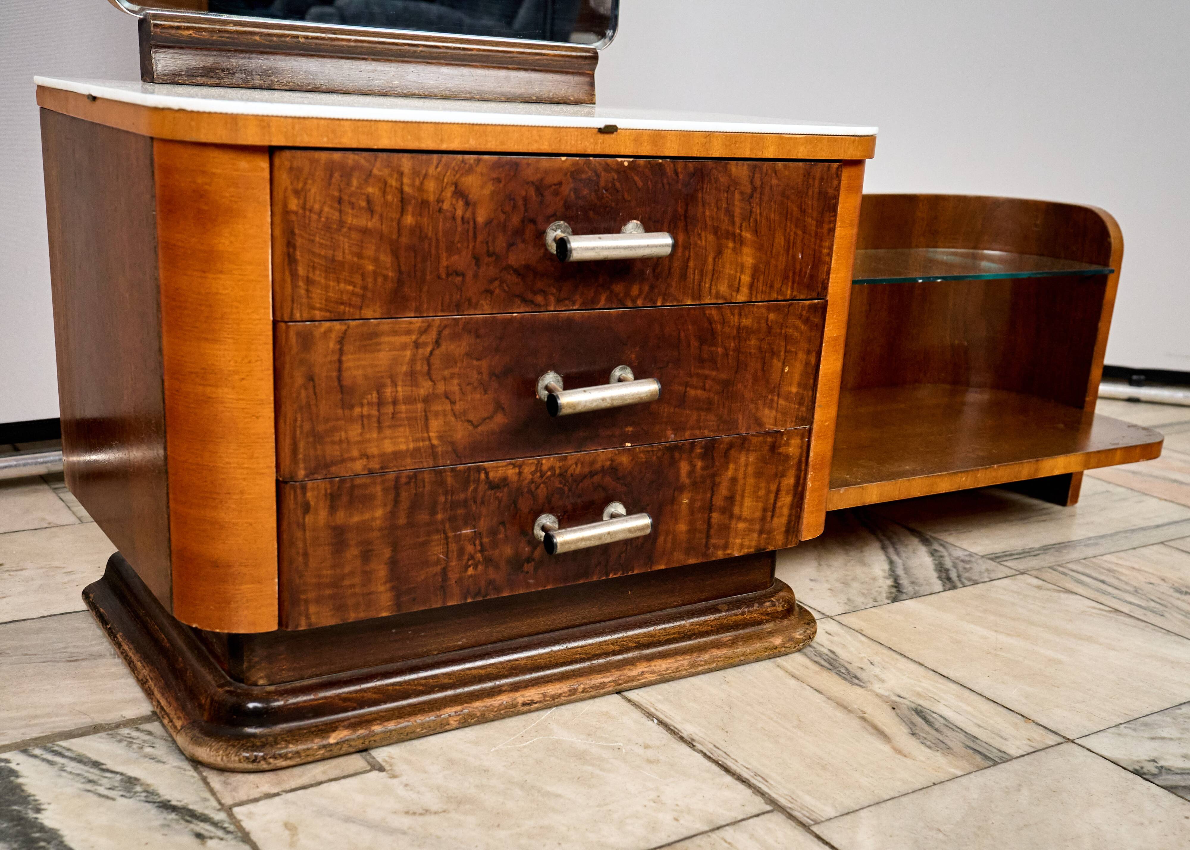 Vintage Toaletka Art Déco, proj. Jindřich Halabala, lata 40, Czechosłowacja