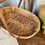 Wicker, bamboo and wood basket