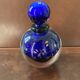 Flacon verre soufflé - bleu nuit - vintage