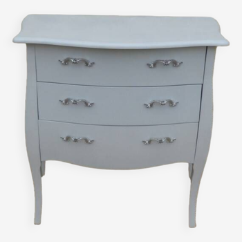 Commode de style louis XV effet baroque  Blanc laqué avec poigné métal – Totalement relookée