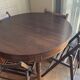 Antique cherry wood extendable round table + 4 chairs