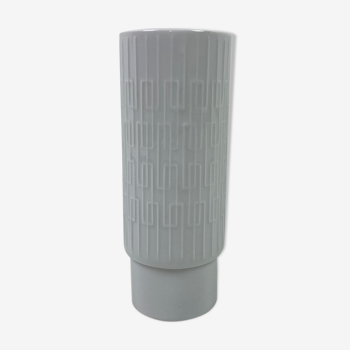 Vase céramique blanche Bavaria motifs géométriques 18cm