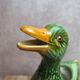 Large vintage duck jug in barbotine – green glazed earthenware – 29 cm