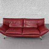 Italian design 3-seater sofa in leather and metal