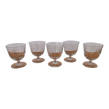 Vintage set of 5 glasses engraved on feet