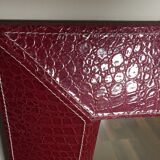 Square leather tower mirror 92x92cm