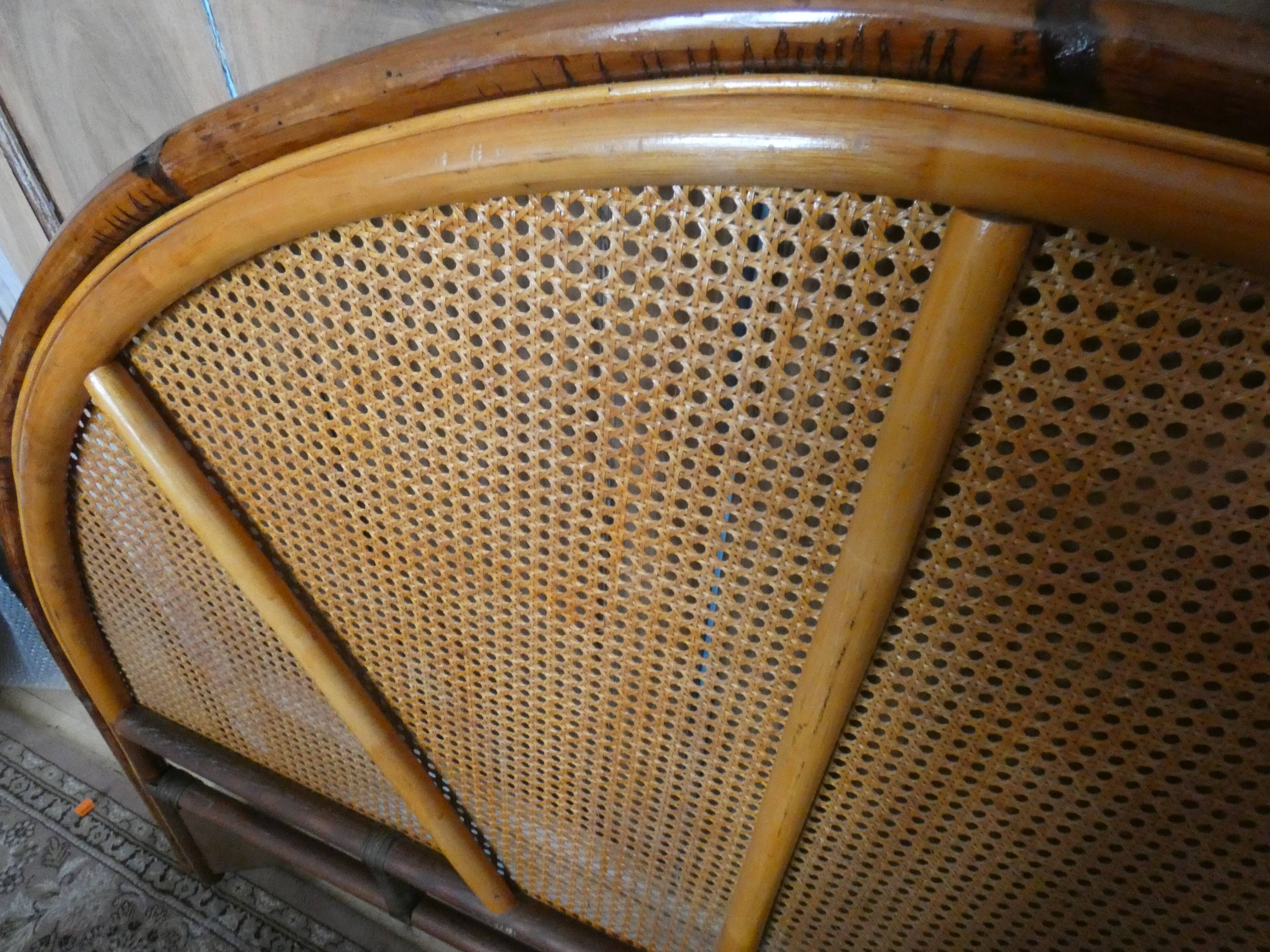 Cannage and bamboo bedhead