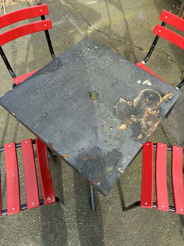 Ensemble 4 chaises et 1 table de jardin