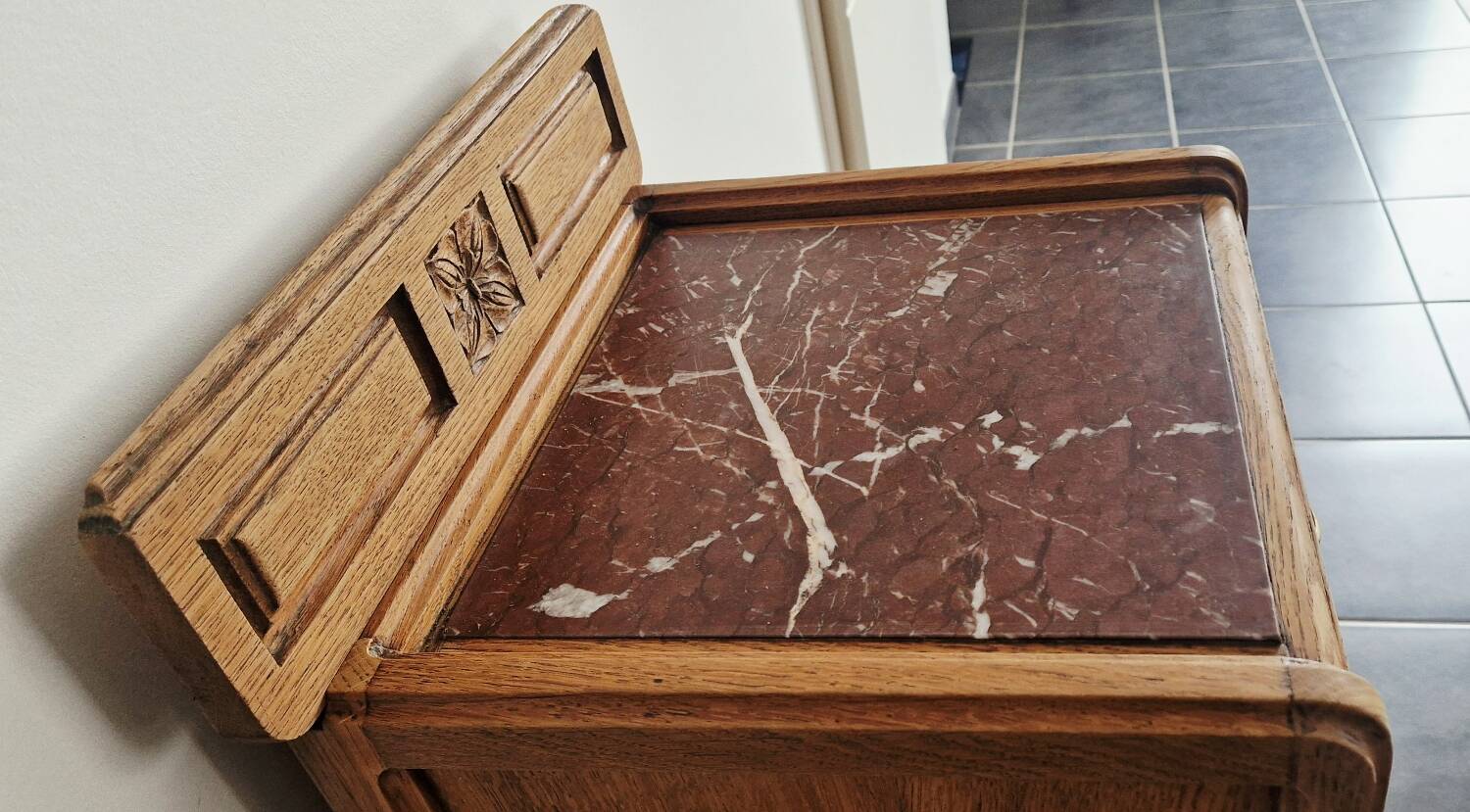Art Deco style bedside table in solid oak, 1930s