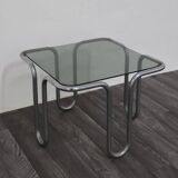 Coffee Table in Chromed Tubular Steel and Smoked Glass by Ezio Didone, 1970s