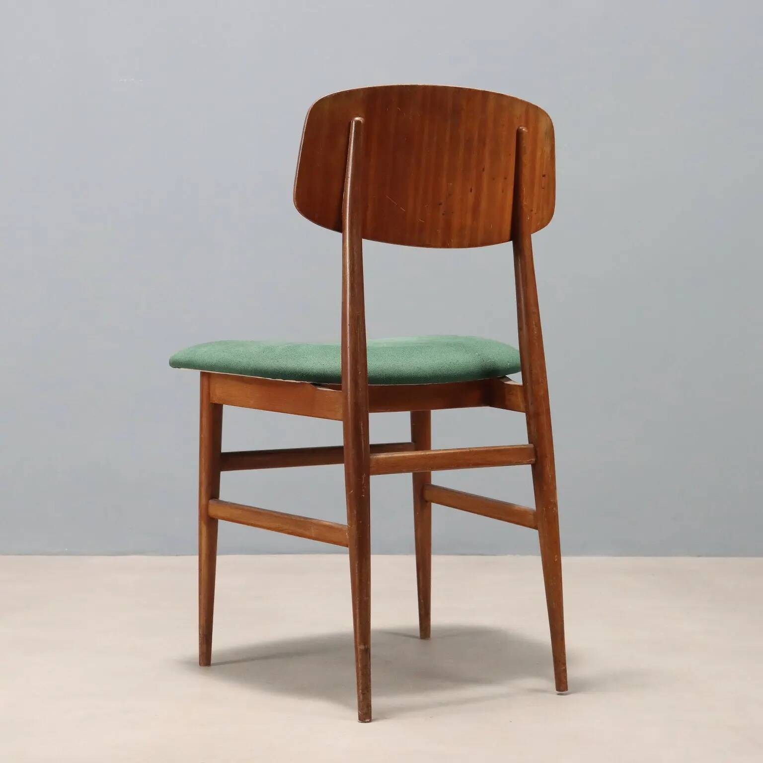 Chaise vintage en bois avec assise en tissu d’origine, Italie, années 1960
