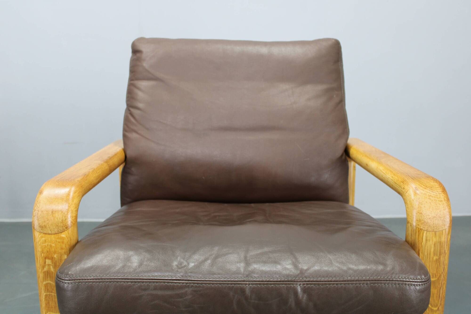 1970s L. Olsen & Søn Pair of Armchairs in Oak and Leather, Denmark