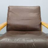 Paire de fauteuils en chêne et cuir L. Olsen & Søn des années 1970, Danemark