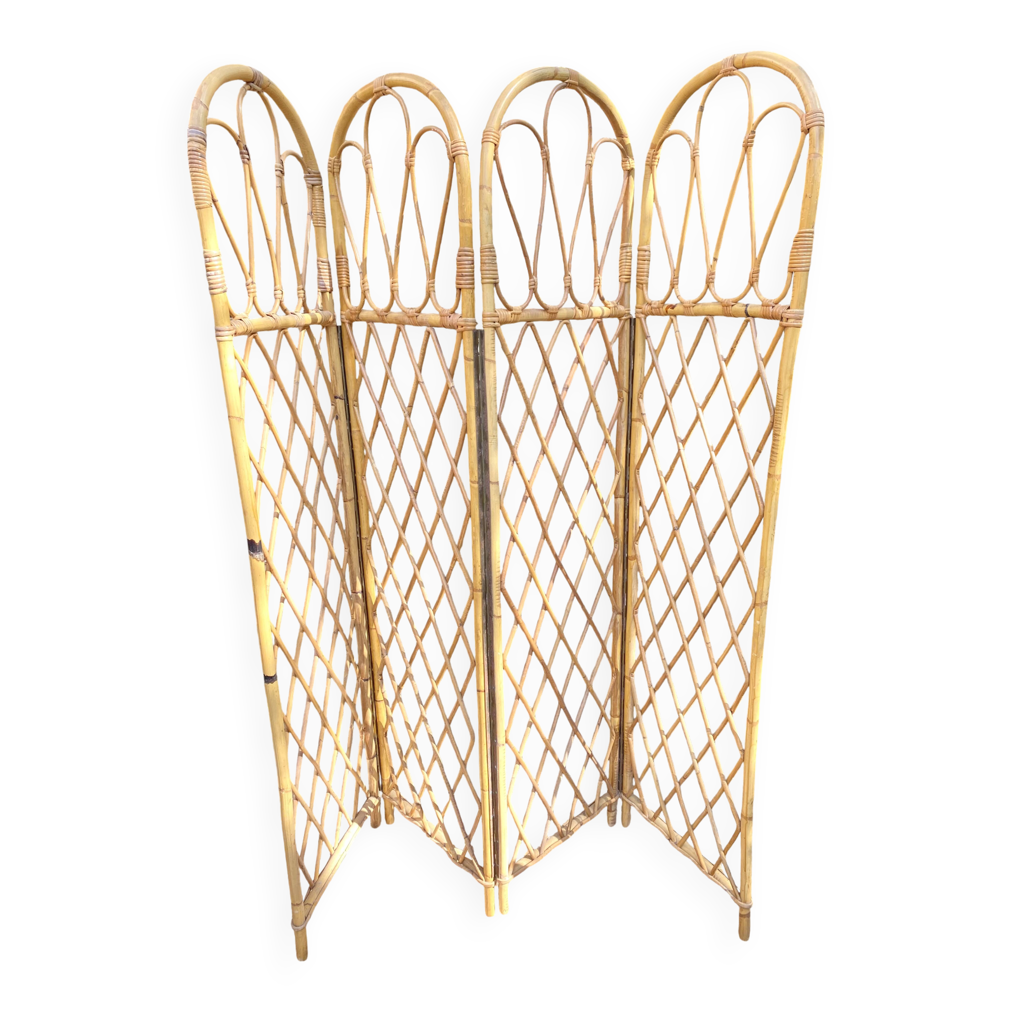 Vintage 4-sided rattan screen