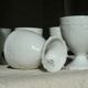 Service of 6 art deco white porcelain egg cups from Limoges