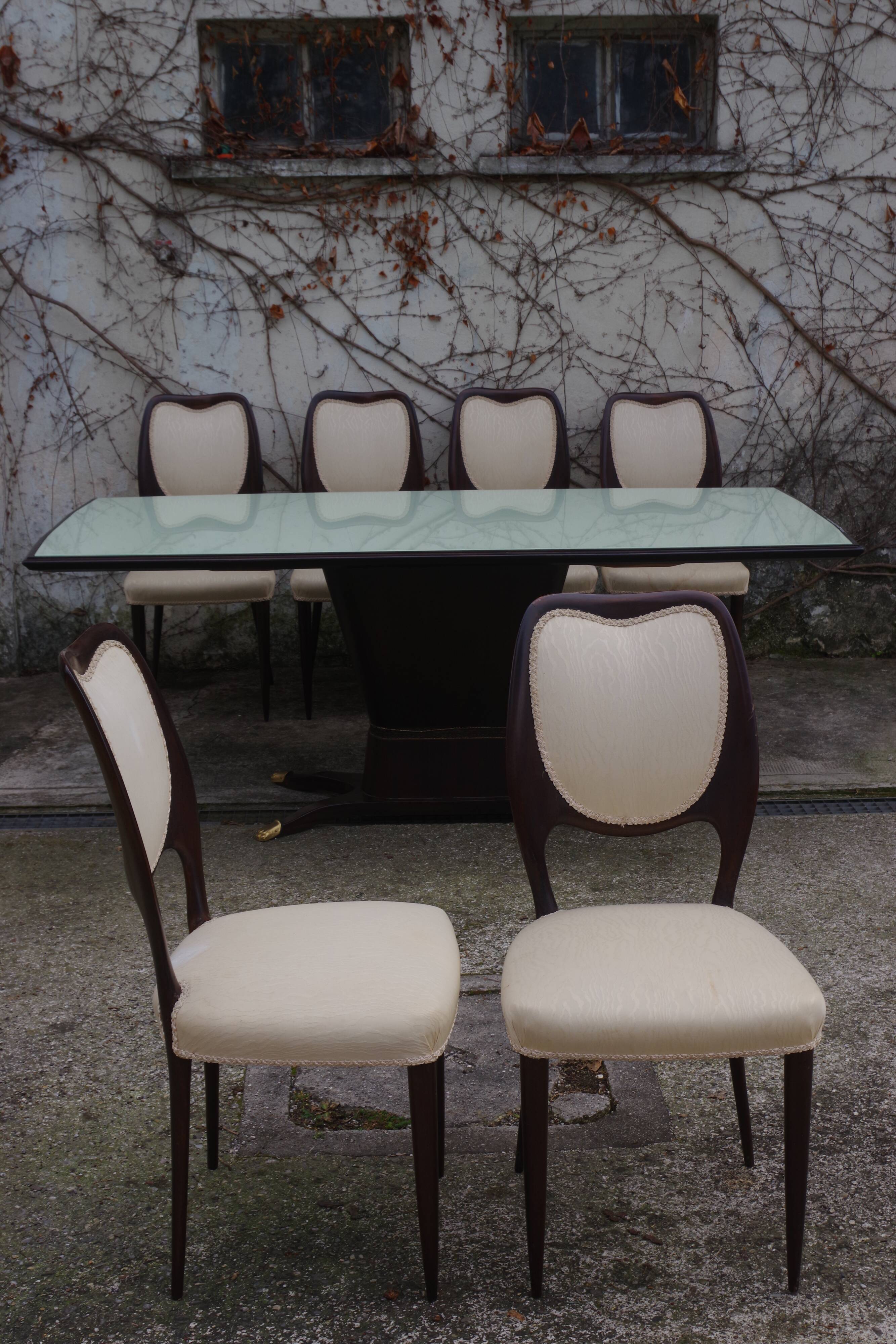 Dining Room Table and Mahogany Chairs by Fratelli Rigamonti, 1950s, Set of 7