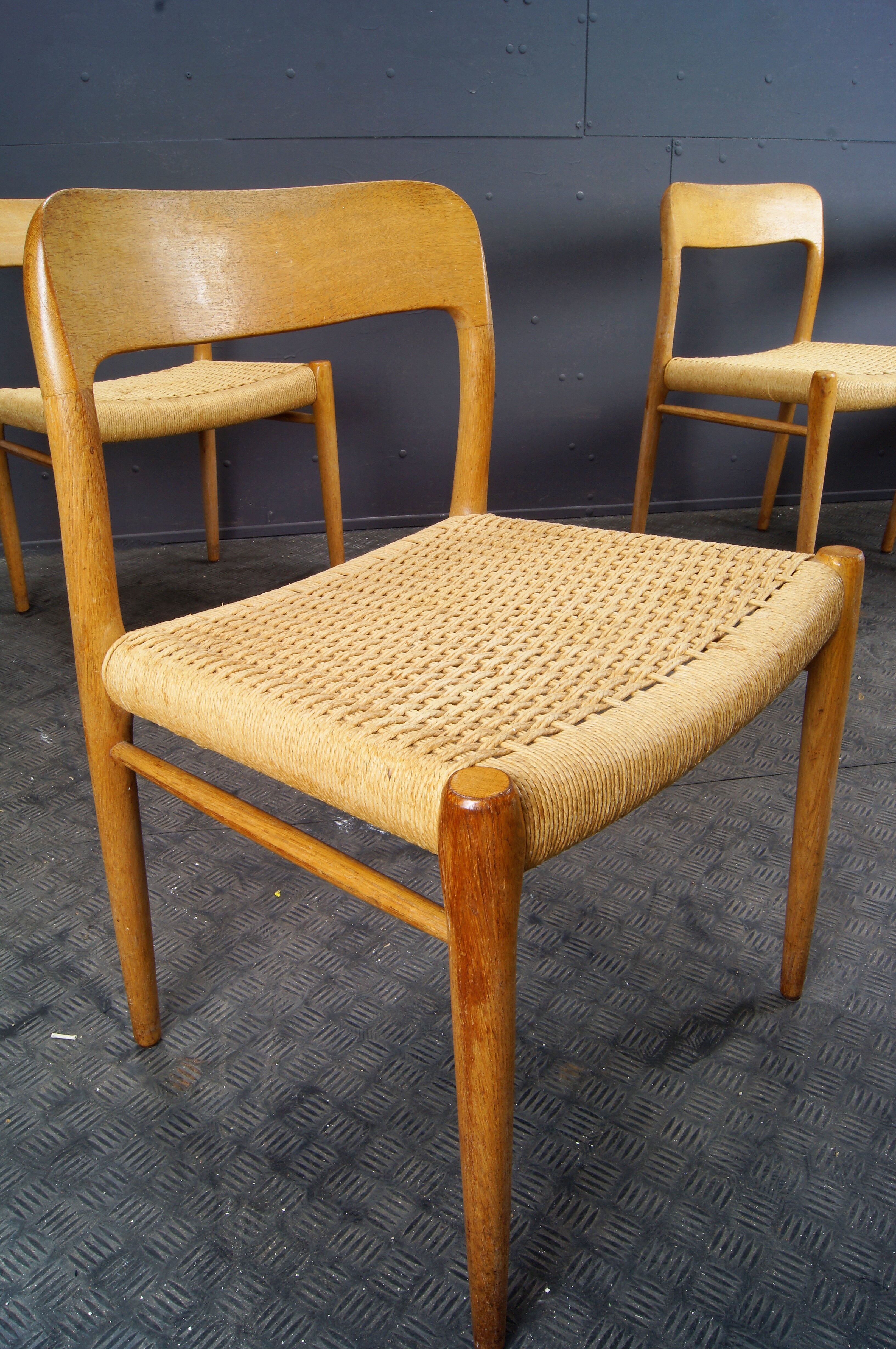 4 chairs by Niels Otto Moller, model 75 for J.L. Mollers Mobelfabrik