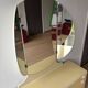 1970s/80s Formica hairdresser's dresser with a folding triptych round mirror.