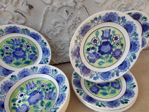 6 flat plates and 6 hollow plates Vloclawek Poland Hand painted