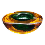 Rare "Multi-Color" Murano Glass Ashtray with Seguso Shell Elements