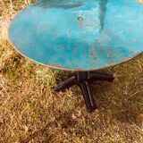 Two metal garden tables make up