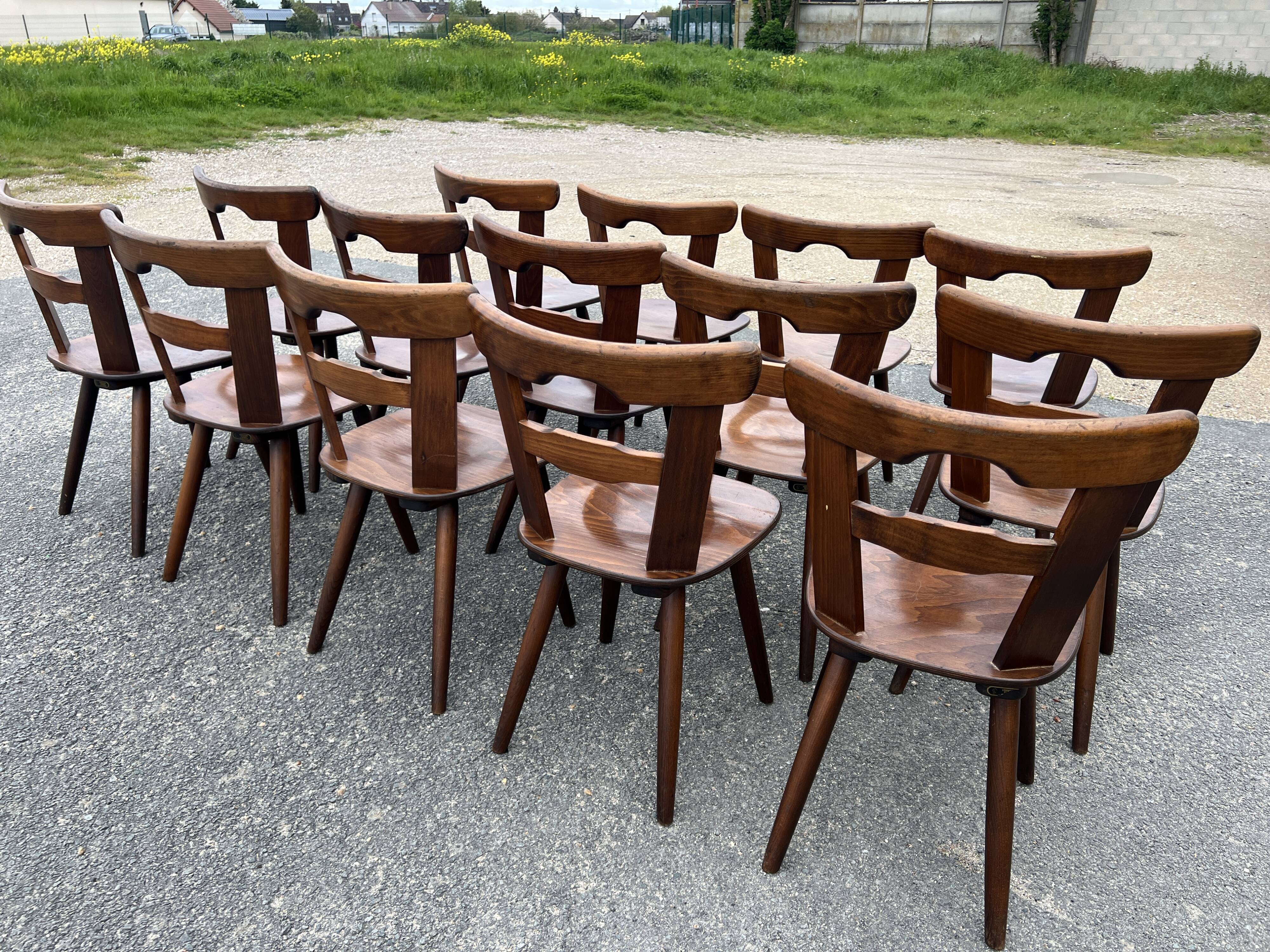 Set of 14 brutalist Scandinavian chairs