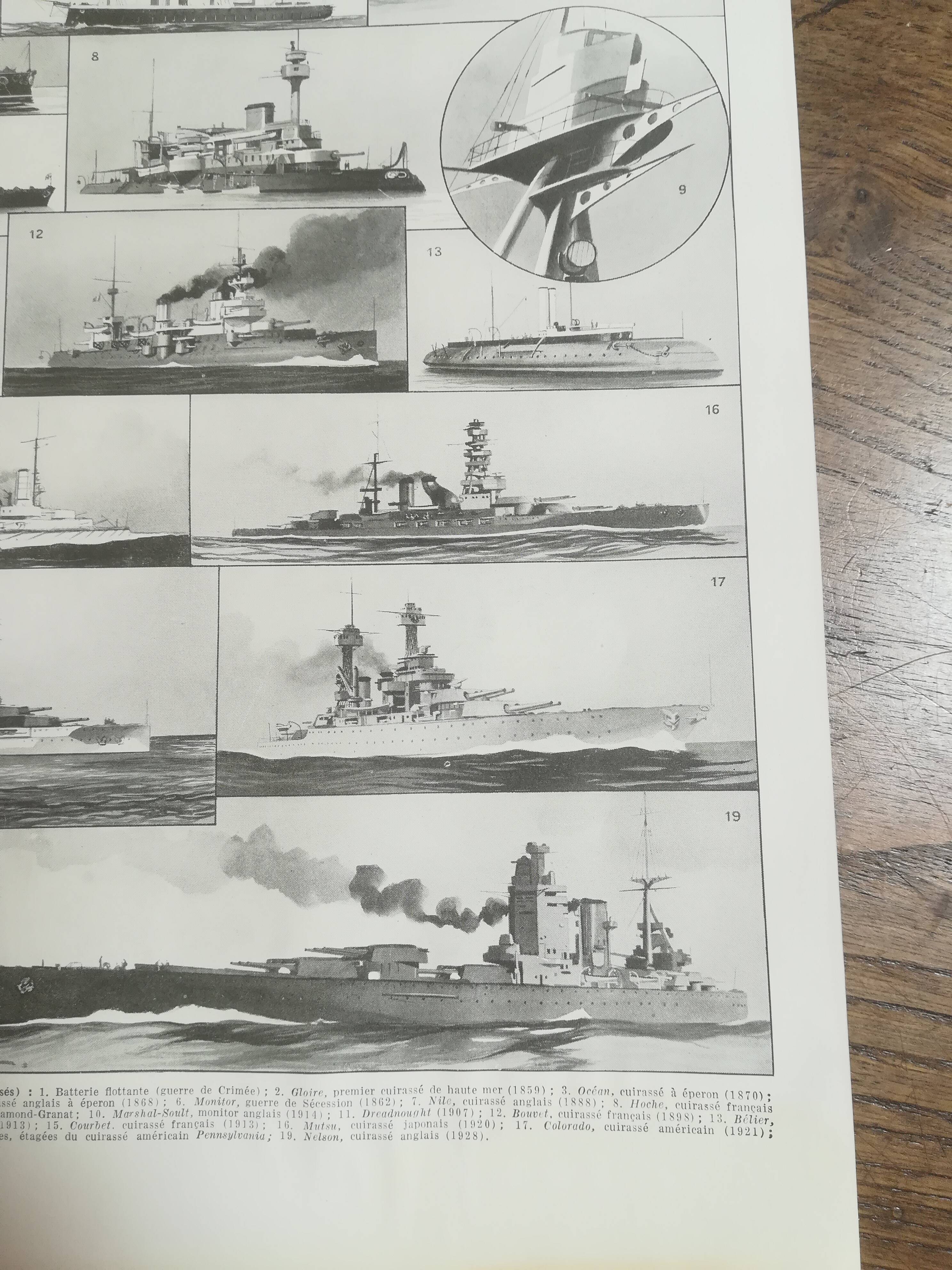 Lithograph on armoured ships and cruisers of 1928