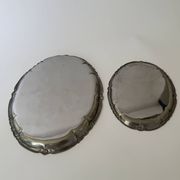Vintage Baroque Style Italian Stainless Steel Pair of Serving Platters