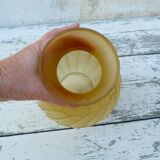 Vase Art Deco en verre pressé moulé jaune, 1920