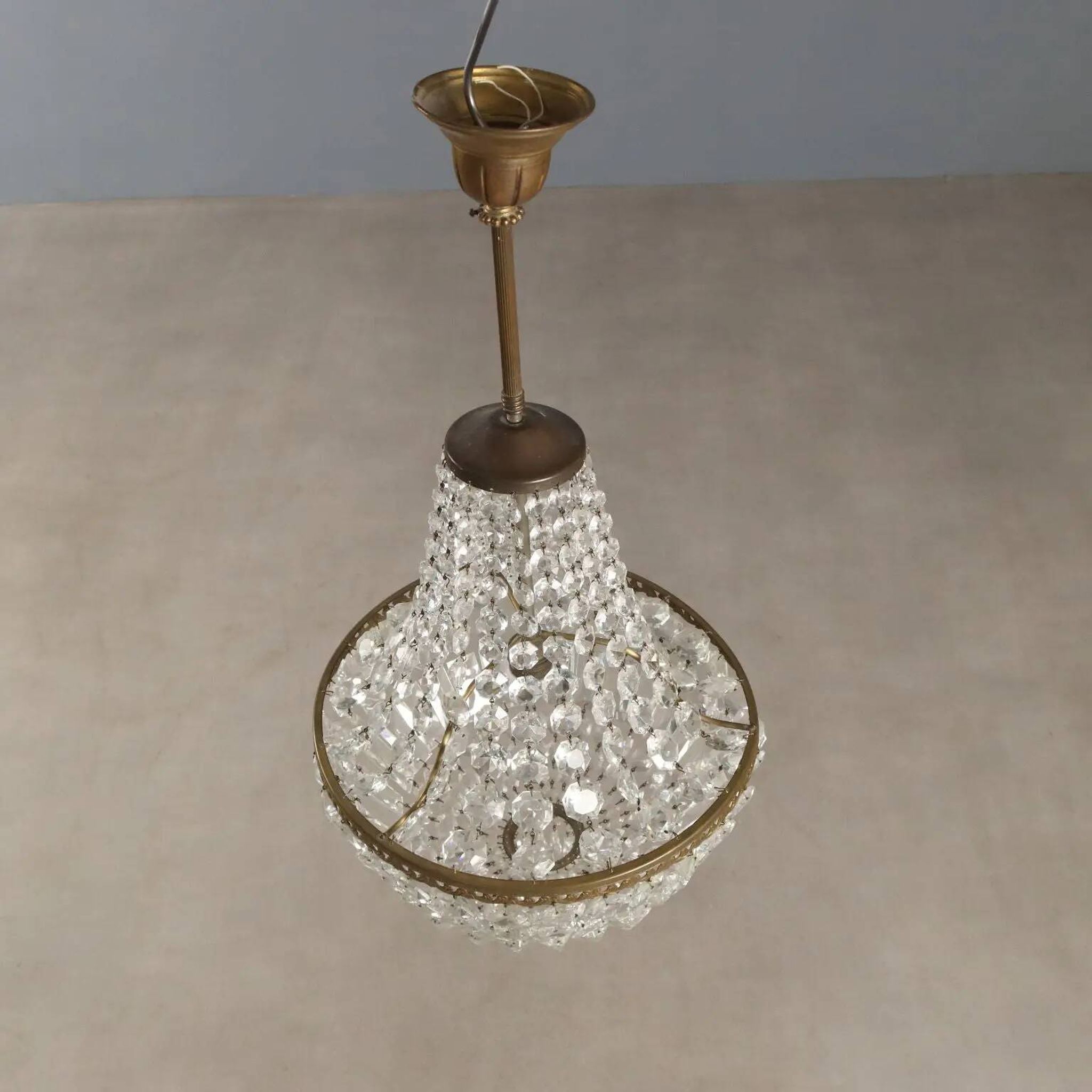 Antique metal and glass chandelier, Italy, 19th century