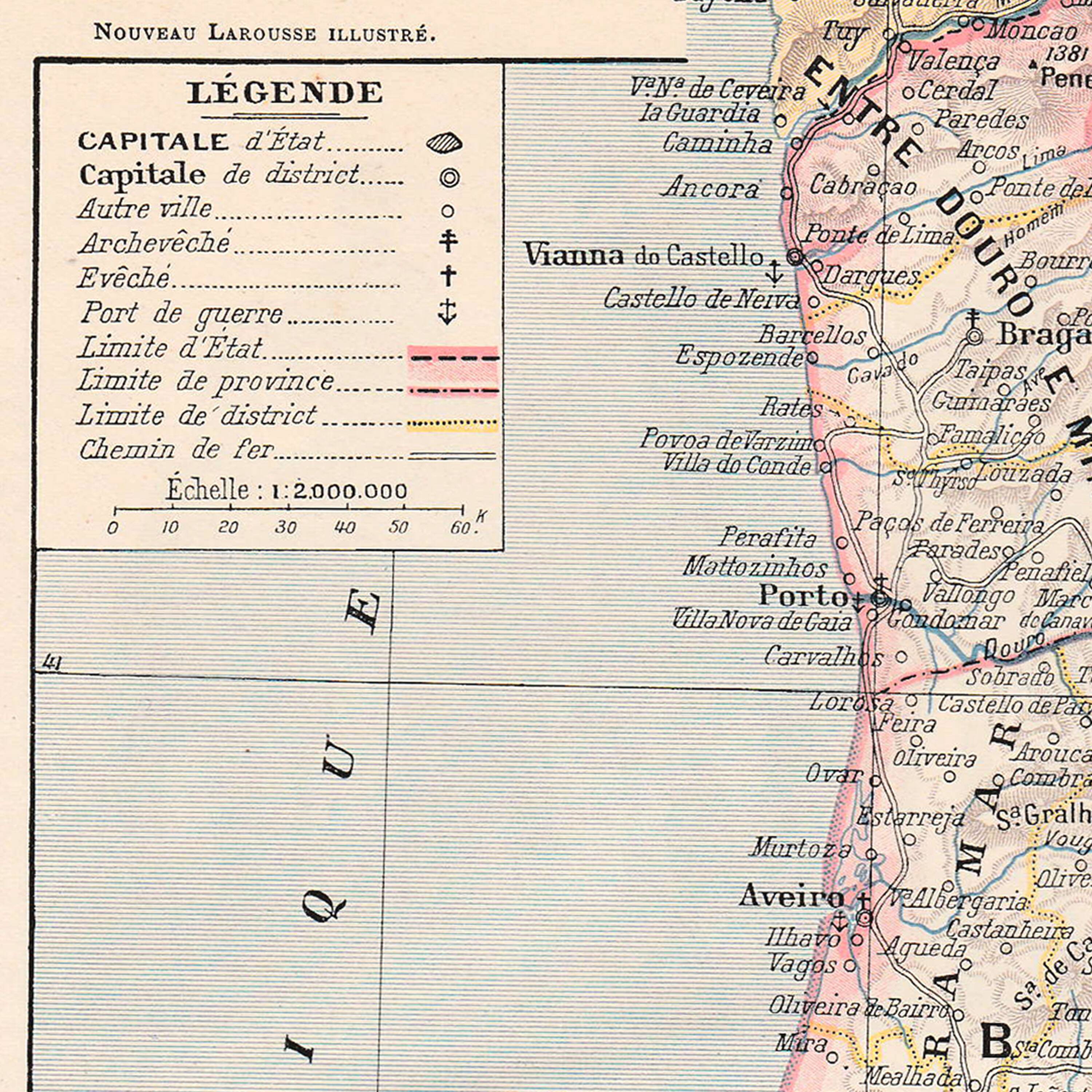 Carte ancienne Portugal fin 19ème