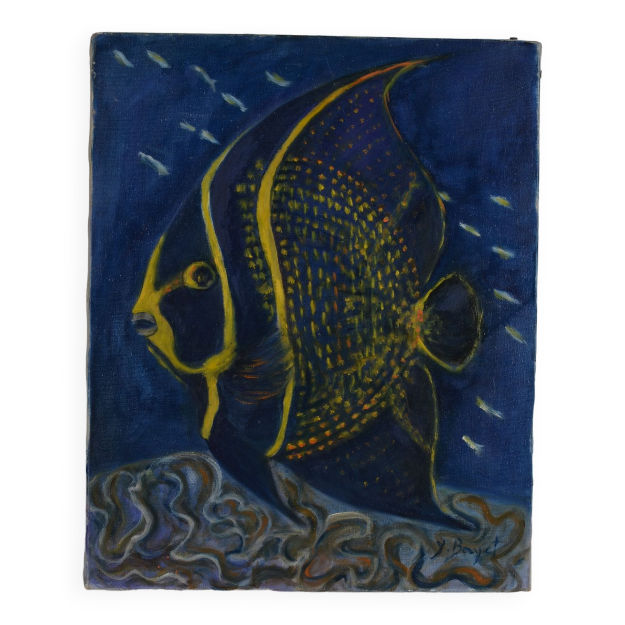 Oil on canvas fish angel