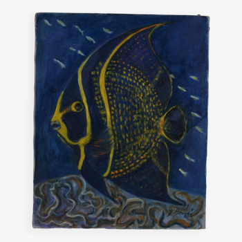 Oil on canvas fish angel