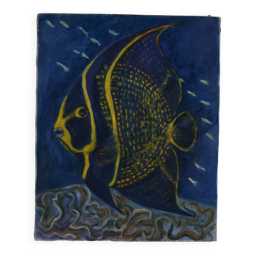 Oil on canvas fish angel