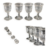 Vintage set of 4 hollow-ribbed tulip liqueur glasses