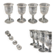 Vintage set of 4 hollow-ribbed tulip liqueur glasses