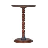 Round wooden tables with carving