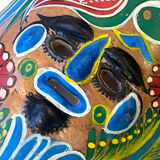 Mexican mask in colored terracotta, 1970s, Mexican