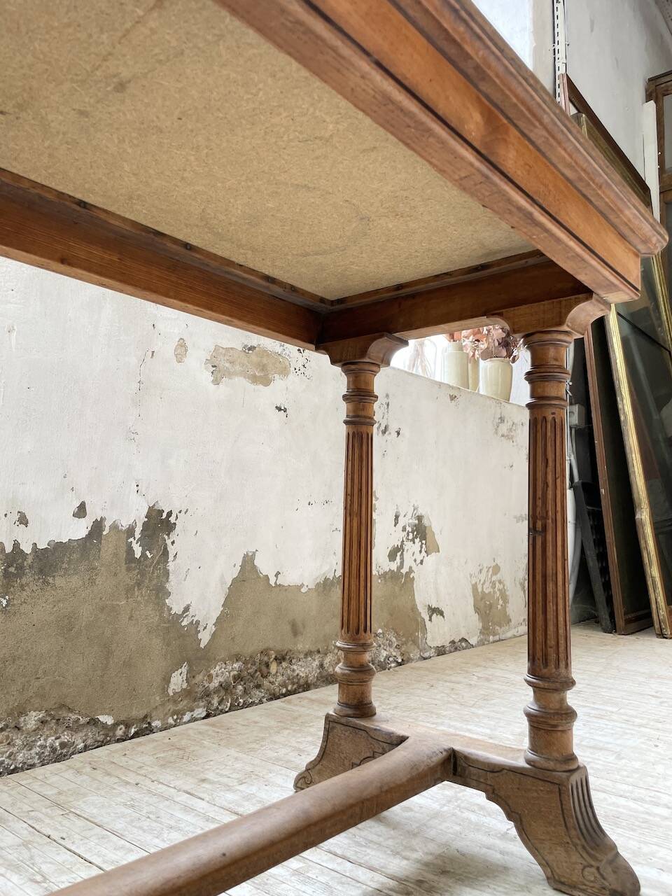 Set of two bistro tables in walnut and tiling from 1890.