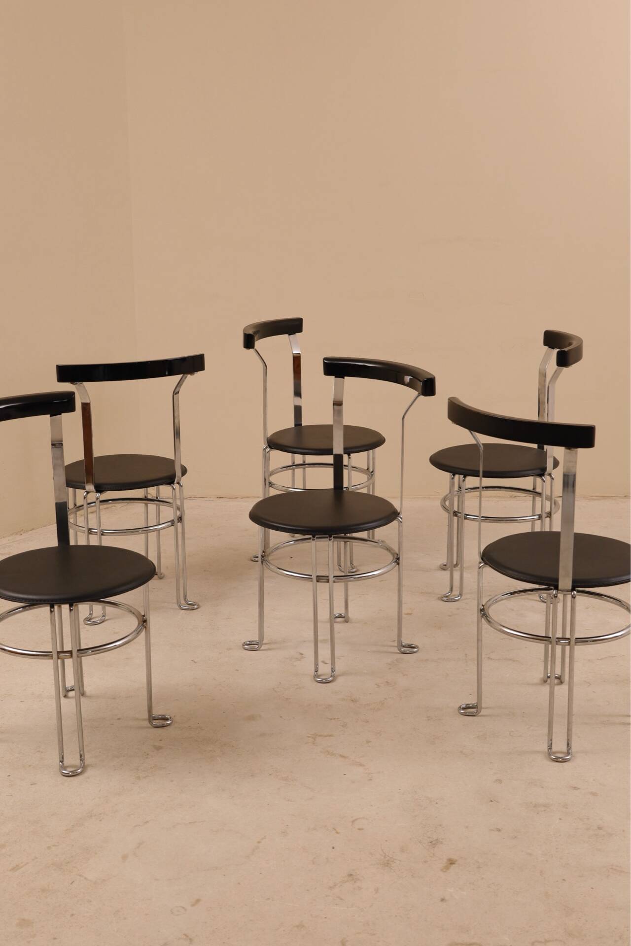 Tubular chairs, chrome steel, 1970s