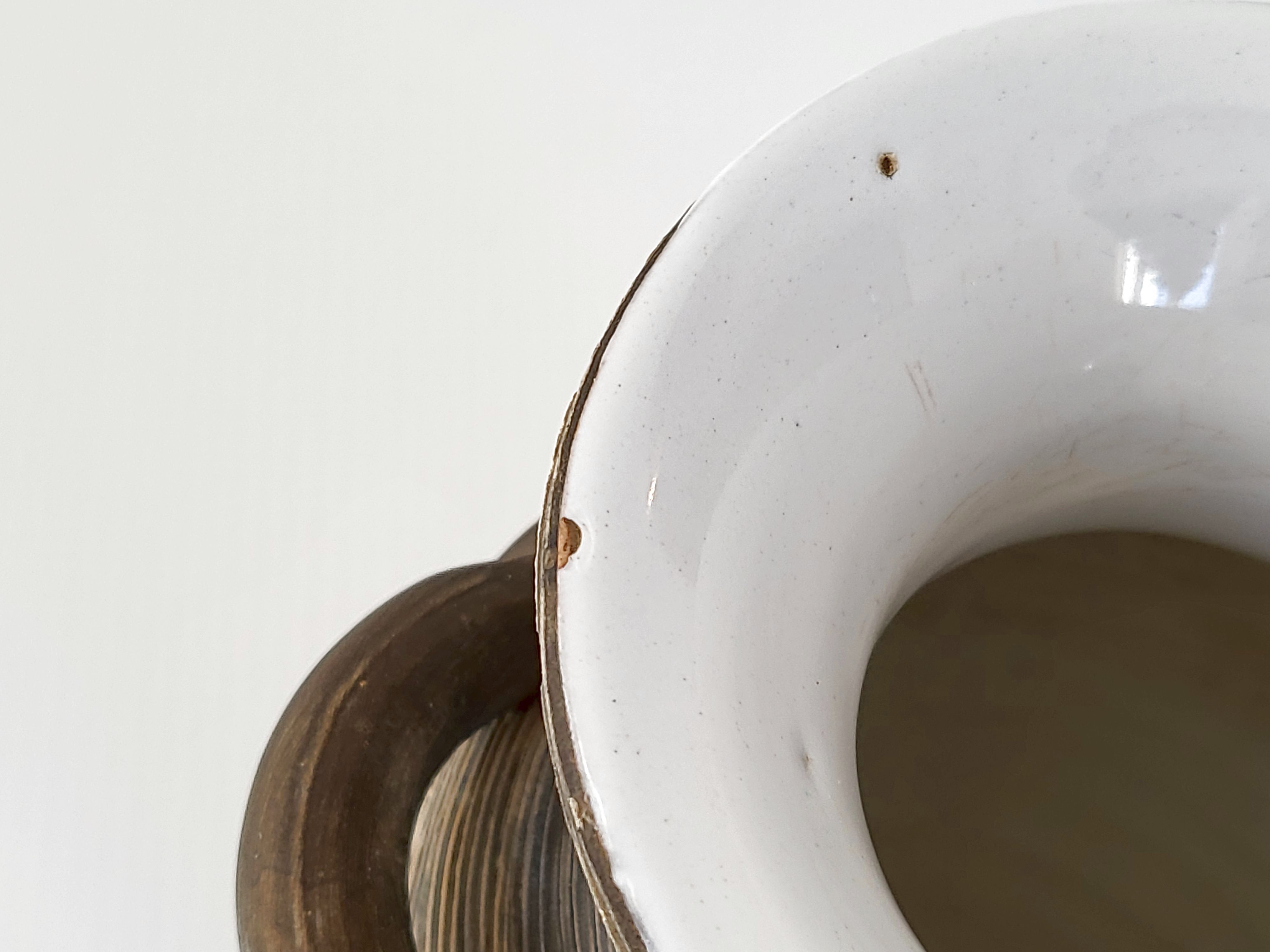 Vintage vase 1950 ceramic flowers relief